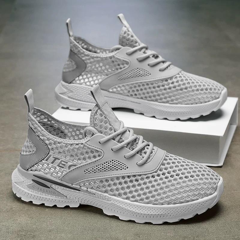 Men's Shoes Summer New Hollow Mesh Mesh Thin Breathable Non-slip Sports Soft Sole Men's Casual Trendy Shoes