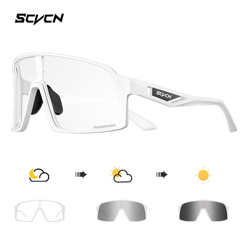 SCVCN Photochrome Radsportbrille Sportsonnenbrille für Herren MTB Fahrrad Brillen für Damen Mode Schutzbrille Schlittschuhbrille