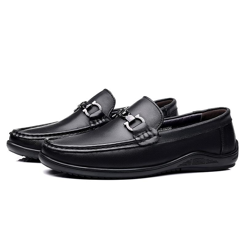 Men's Casual Business Shoes Cow Genuine Leather Mens Classic Buckle Loafers Moccasins Men Light Driving Party Wedding Flats