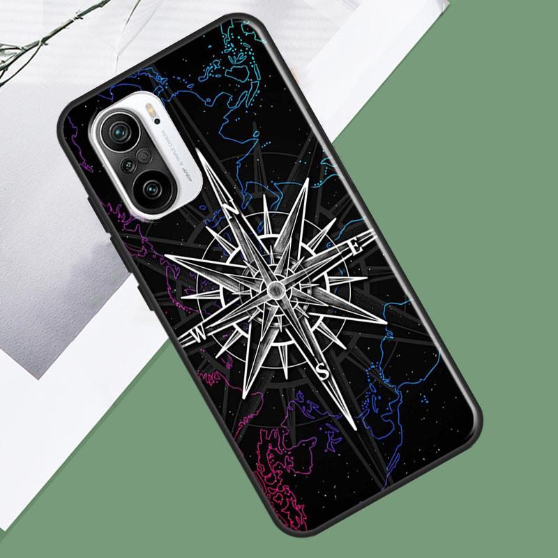 World Map Compass Nautical Case For Xiaomi 15 Ultra 13 14 13T 14T 15T Pro 17 Pro Max POCO X7 Pro F5 F6 X5 X6 F7 Cover