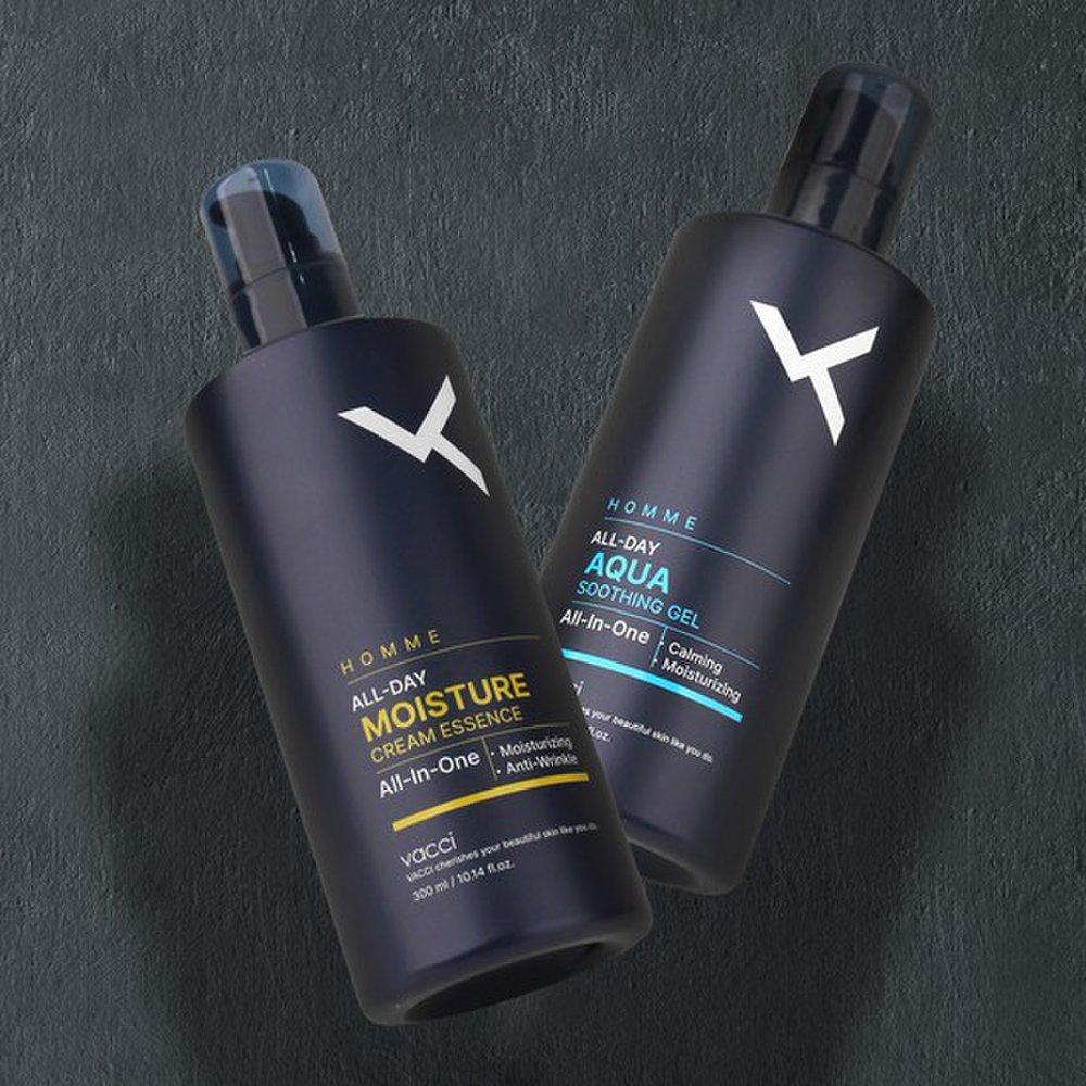 VACCI Homme 4in1 All Day All-in-One 300ml Choose 1/Aqua Soothing Gel. Moisture Cream Essence