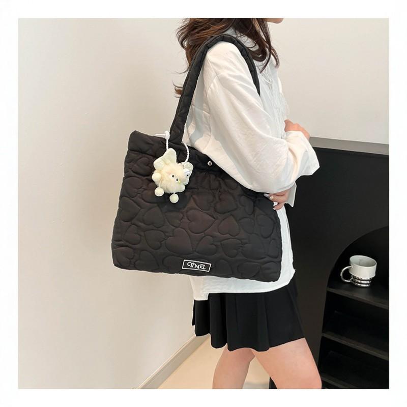 Korean Style Sweet Quilted Love Down Cotton Bag Girls All-matching Tote Light Casual Shoulder