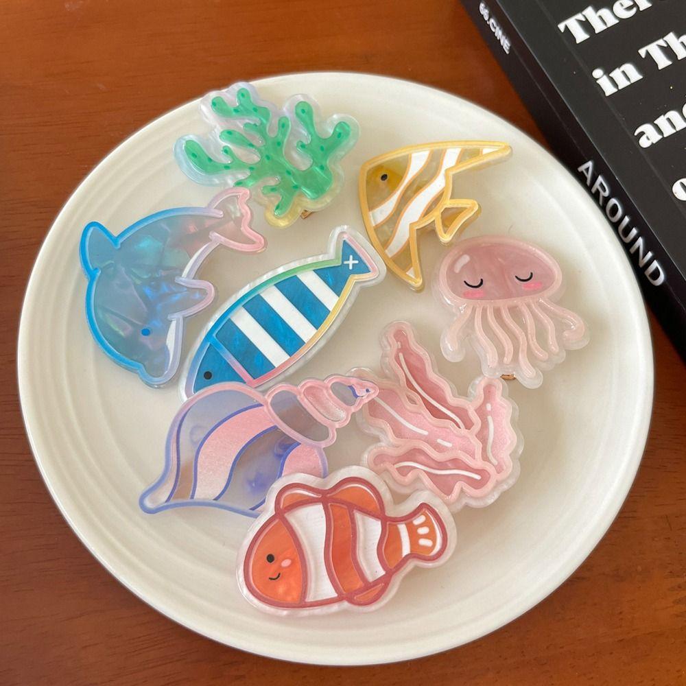 Seaweed Dolphin Hair Clips Jellyfish Animal Duckbill Clip Elegant Ocean Fish Hairpin  Party