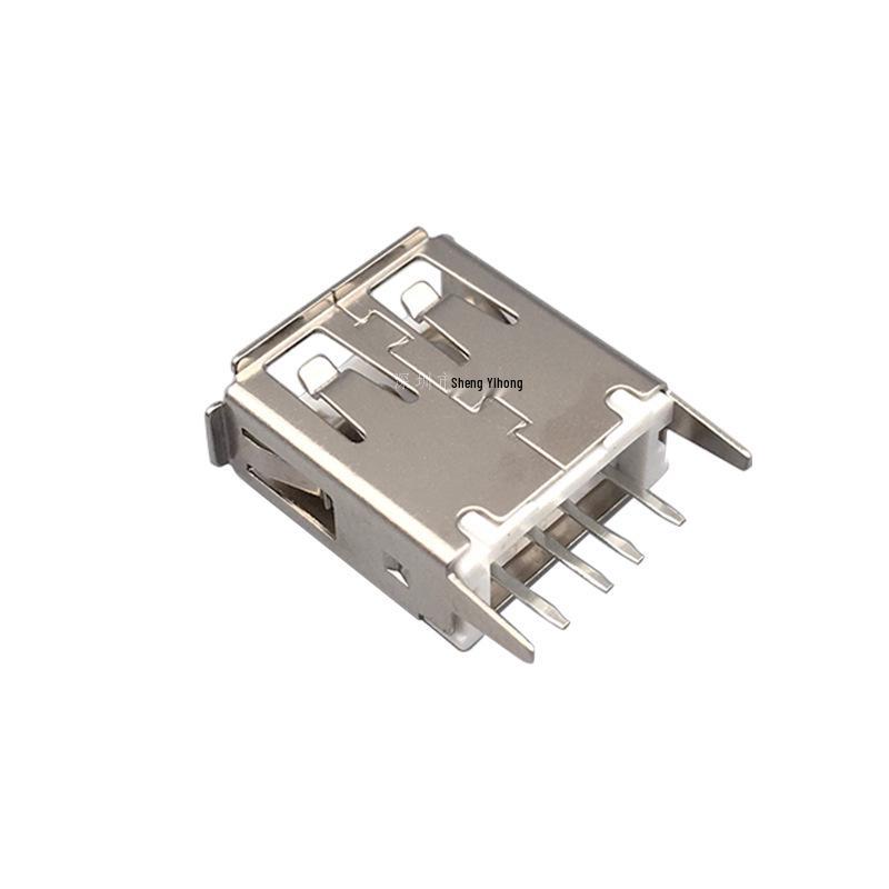 Vertical Board Mount USB A Female Connector, 13.7 Straight Pin, 180° Straight Insertion, Crimped Edge, Single Layer Interface Socket