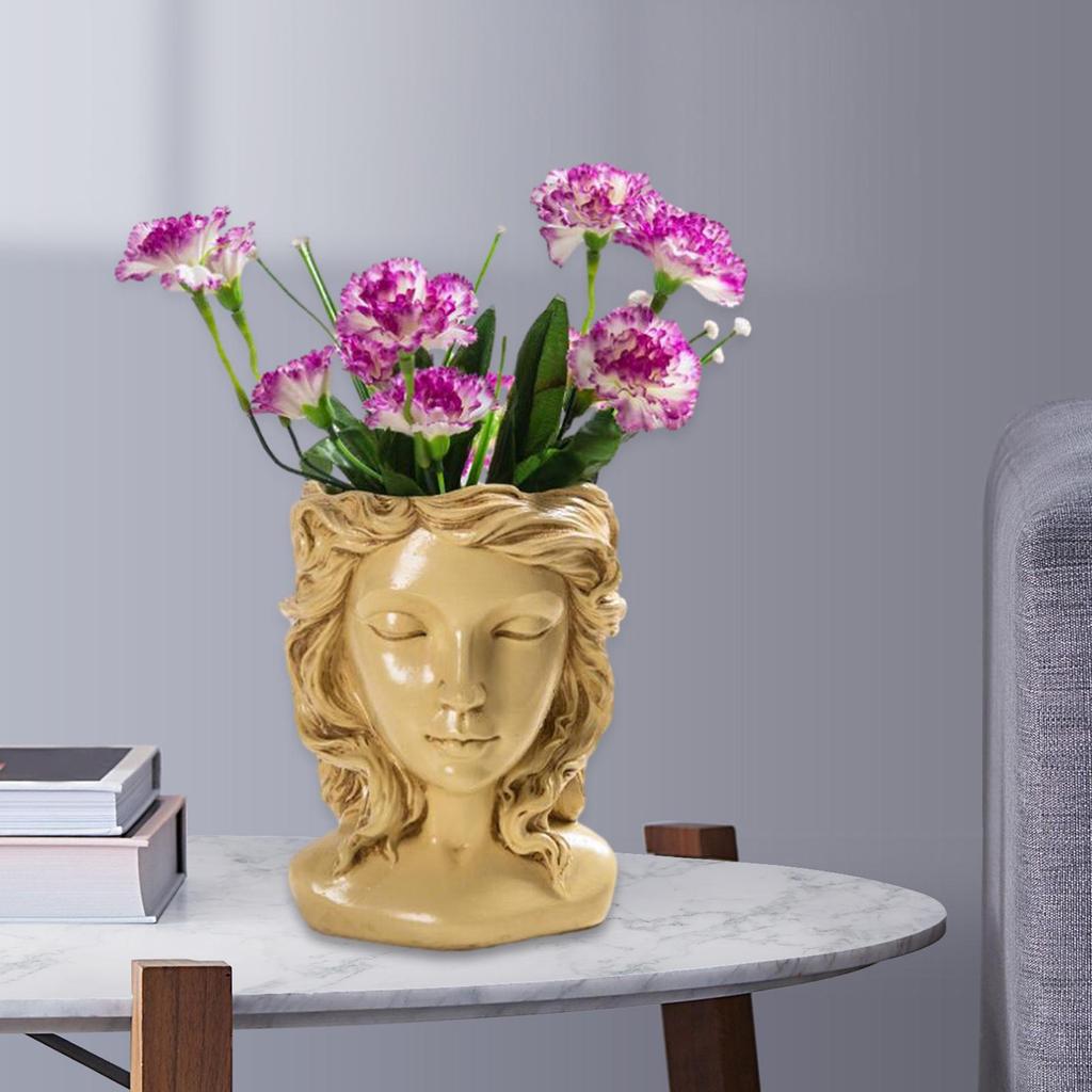 Head Planter Home Decor Human Face Resin Pot Vase for Living Room