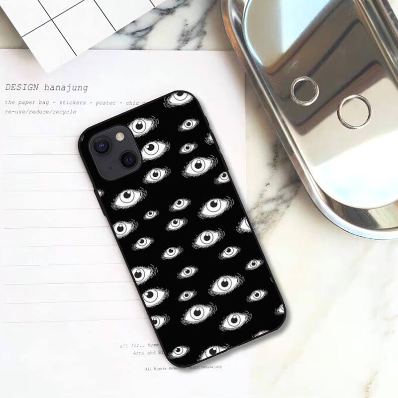 Scary Face Eyes Phone Case For iPhone Mini 11 12 13 14 15 Pro XS Max X Plus SE XR Shell