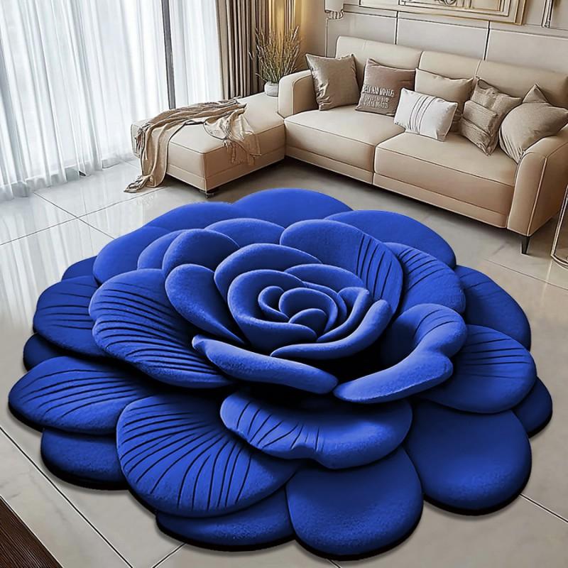 3D Floral Diatomite Floor Mat Living Room Sofa Coffee Table Non-Slip Absorbent Rug Washable Home Decor