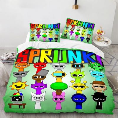 Music Game Sprunki 3D Print Cartoon Bedding Set Soft Comforter Cover Pillowcase Duvet Cover Set Bedclothes for Kids Adults Gift