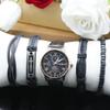 5pcs Set Fashionable New Quartz Watch Bracelet Calendar Gentlemanliness Round Dial Classic Watch for Gift Include Bracelet Box