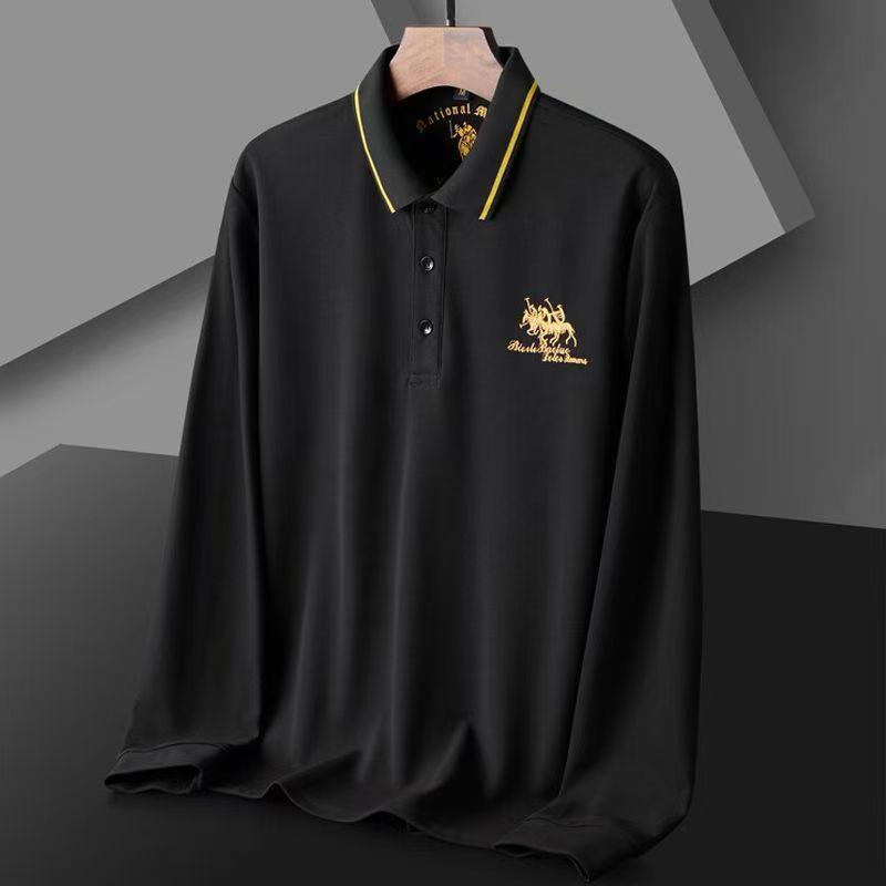 New Men's Embroidered Non-Iron Polo Shirt: High-Quality, Long-Sleeved Casual Business Top for Autumn and Winter.