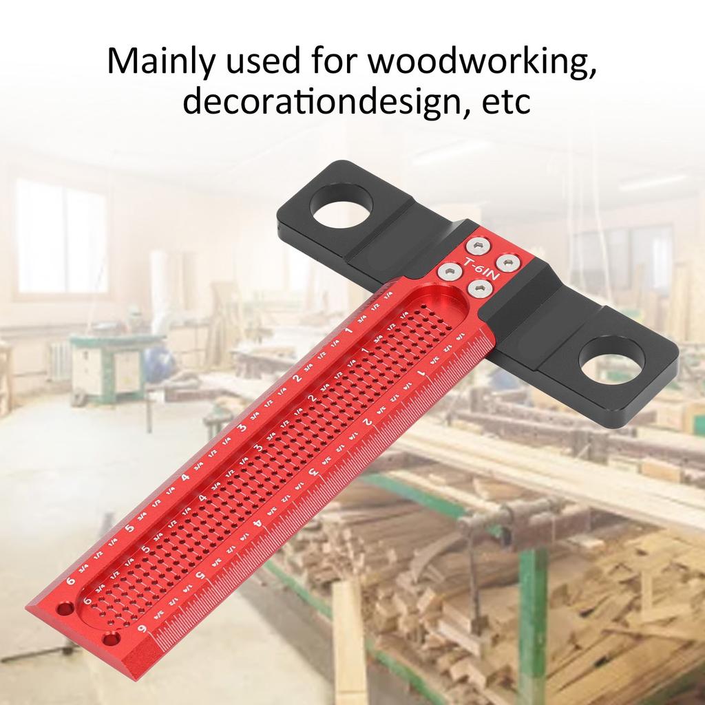Lochmarkierungs-T-Lineal Aluminiumlegierung Verschleißfest Loch-T-Typ Anreißlineal für die Holzbearbeitung