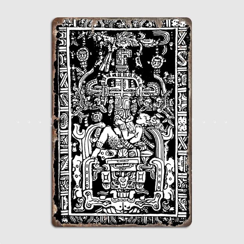 

Древний Астронавт. Пакаль Мая Крышка Саркофага Металлический Постер Знак Клуб Настенная Роспись Табличка Жесть Украшение Комнаты Домашний Декор 20x30cm（7.8x11.8inch）