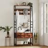 6-in-1 Industrial-Style Hallway Organiser - Brown/Black