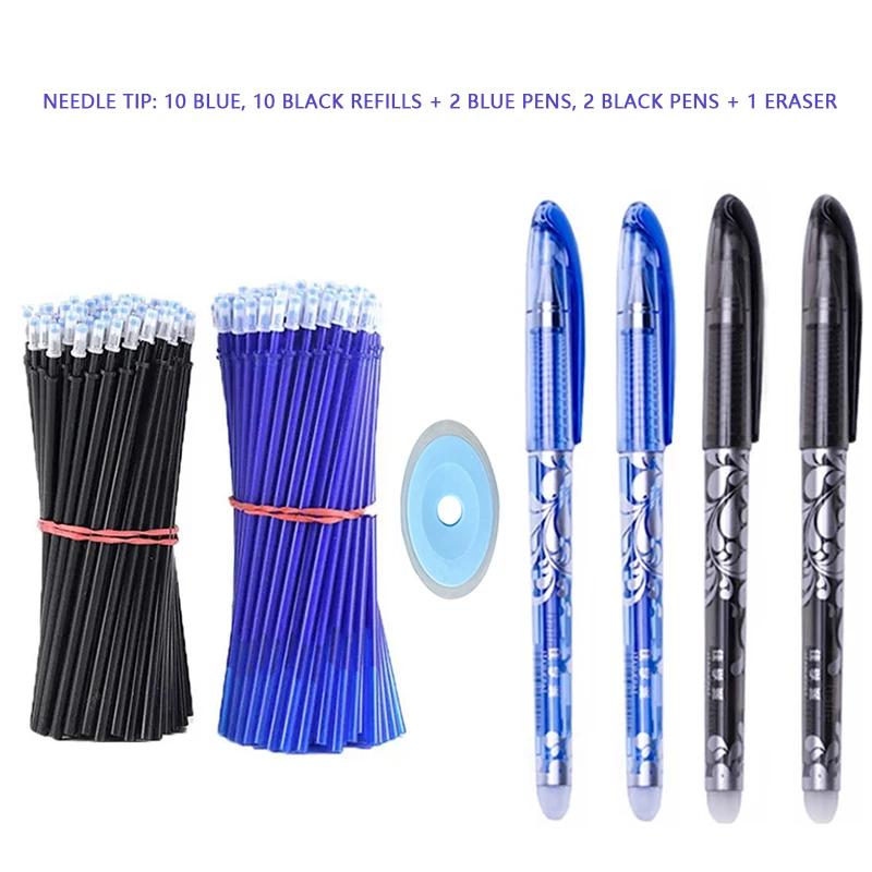 3-28 ks Smazatelná pera 0,5 mm Náplň Omyvatelná Rukojeť Modrý/Černý Inkoust Gelové Pero pro Školní Kancelářské Psací Potřeby