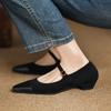Fashion 2025 New Spring Genuine Leather Woman Shoes Pointed Toe Women Pumps Women Shoes Fashion Designs Mary Jane Laides Shoes Kid Suede