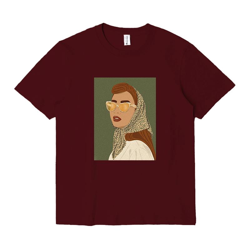 

Shellsuning свободные футболки с принтом забавных персонажей женские летние хлопковые топы с короткими рукавами повседневные уличные футболки с круглым вырезом новые 3XL вино красного