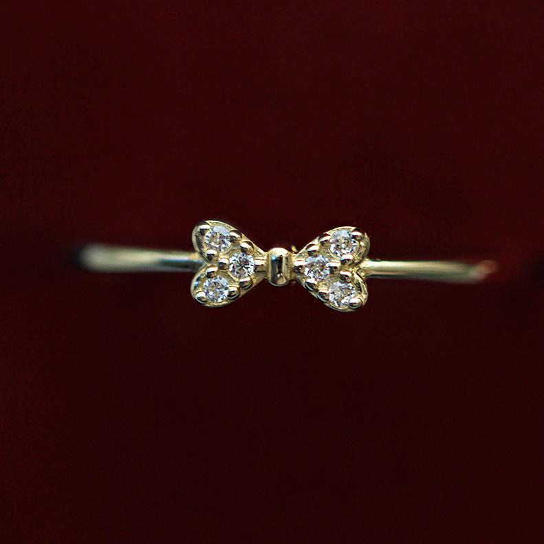 

Женское кольцо-бант из стерлингового серебра 925 пробы - Стильный, свежий дизайн US Size 9 золотой