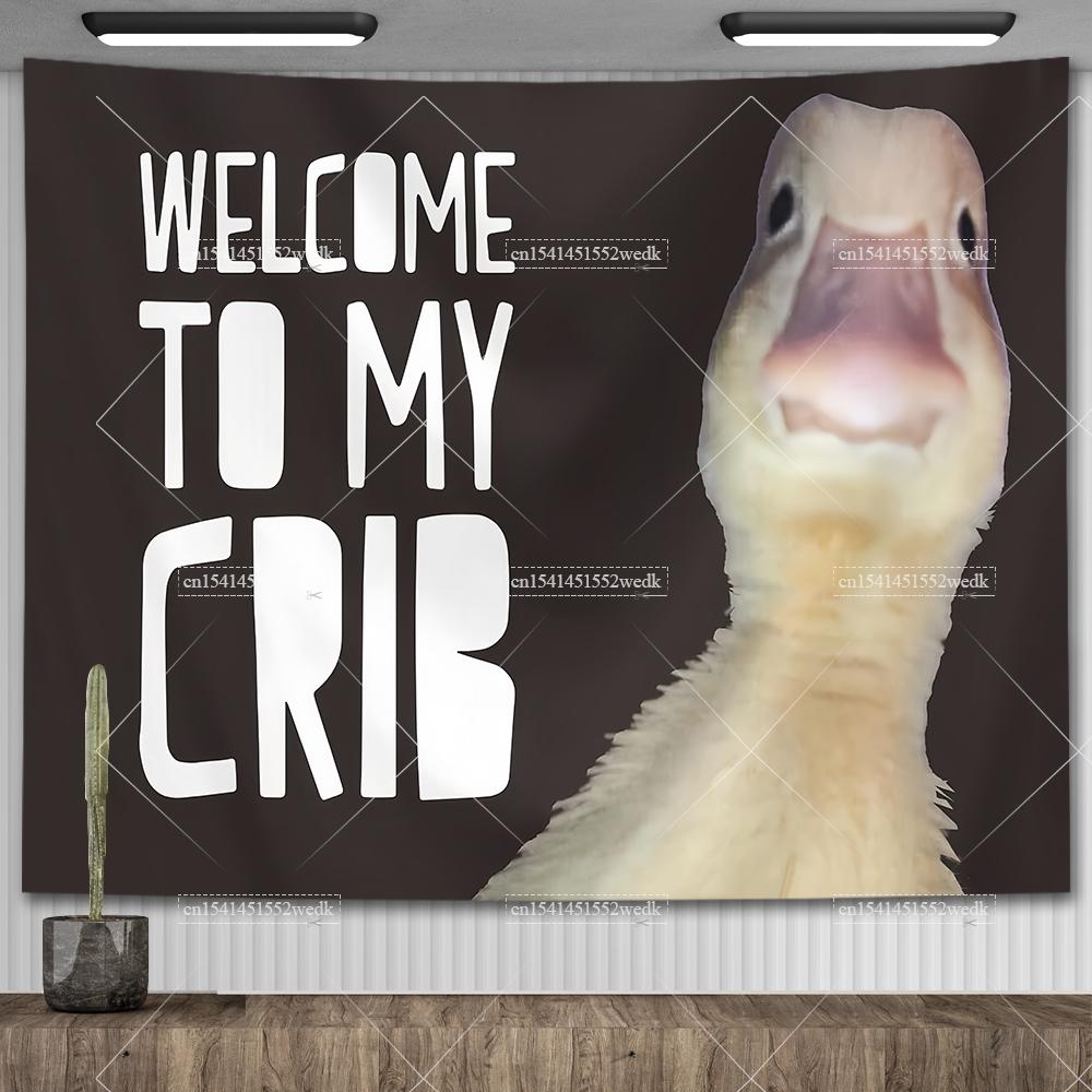 Welcome To My Crib Flag Duck Meme Tapestry For Bedroom Shawty Like A Melody Wall Hanging Tapestry Aesthetic Room Decor Wallpaers