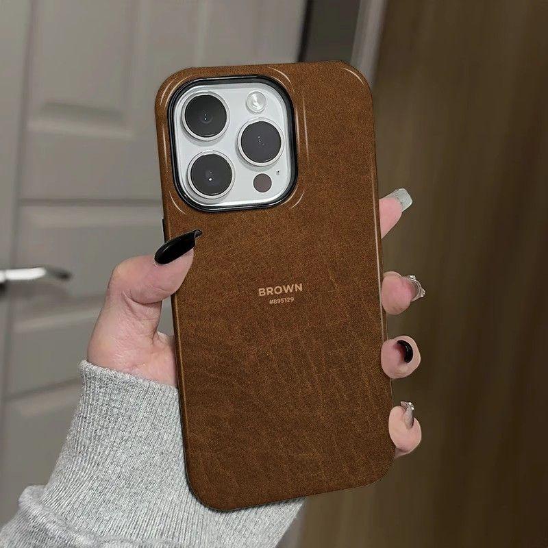 Simple Brown Phone Case for Apple iPhone 16 ProMax- Feilin Hard Case Shockproof Phone Protective Cover On iPhone16/15/14/13/12/11/Pro/Promax/Plus