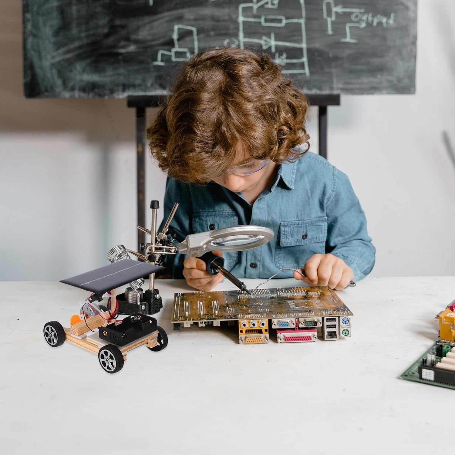 Vaguelly DIY Solar Electric Car Model Kit, Science Experiment for Kids, Remote Control Solar Car, 3D Puzzle, STEM, Physics, Engineering, Youth