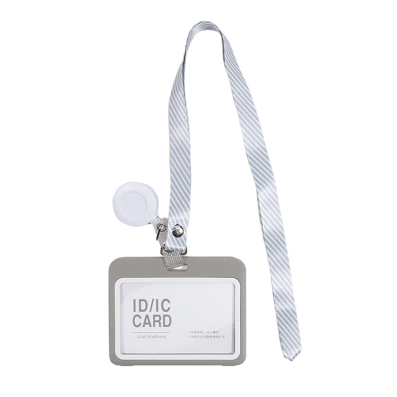 Solid Color Plastic Employee's Staff Work Card Cover ID Tag Name Badge Holder with Retractable Badge Reel Pass Bus Card Sleeve