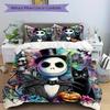 3pcs Halloween Nightmare Before Christmas Ideas Printed Quilt Set - Includes 1 Quilt Cover and 2 Pillowcases, Machine Washable - Suitable for All