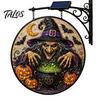 Creative Halloween Gift for Home Solar Powered Hanging Light, Skull Witch Black Cat Cemetery Zombie Design LED Light Ghost Pumpkin Lanterns