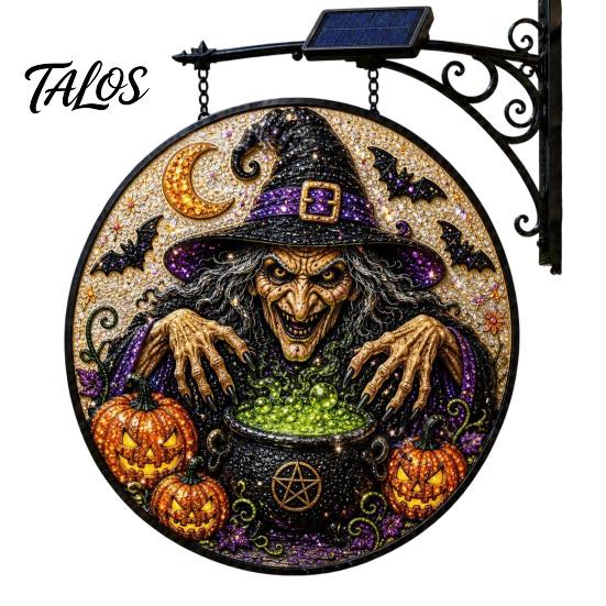 Creative Halloween Gift for Home Solar Powered Hanging Light, Skull Witch Black Cat Cemetery Zombie Design LED Light Ghost Pumpkin Lanterns