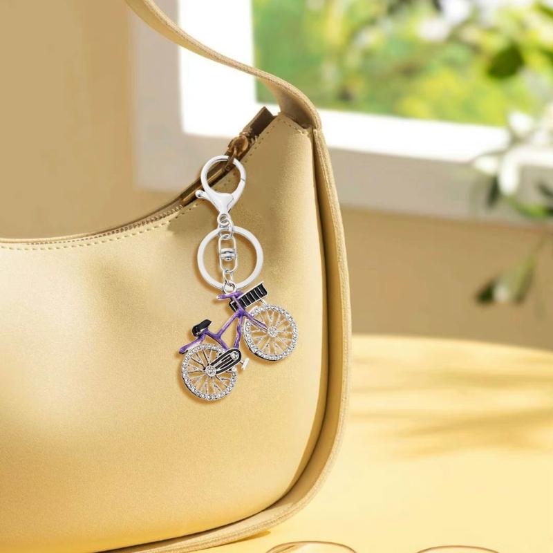 Sporty Couple Bike Keychains Metal Construction Crystal Ideal For Anniversary Gifting