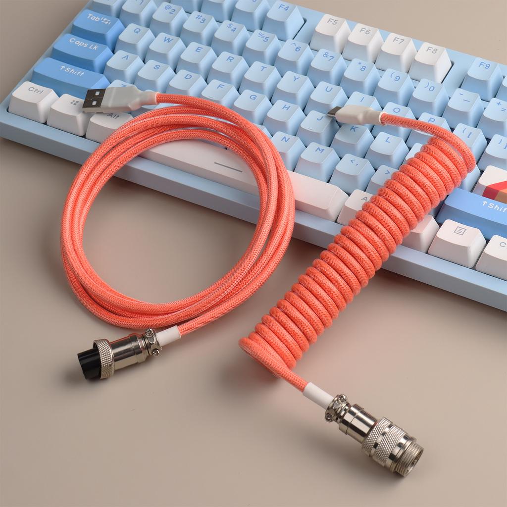 Mechanical Keyboard Coiled Cable Wire Type C USB Port Coiling Cable Gaming Keyboard