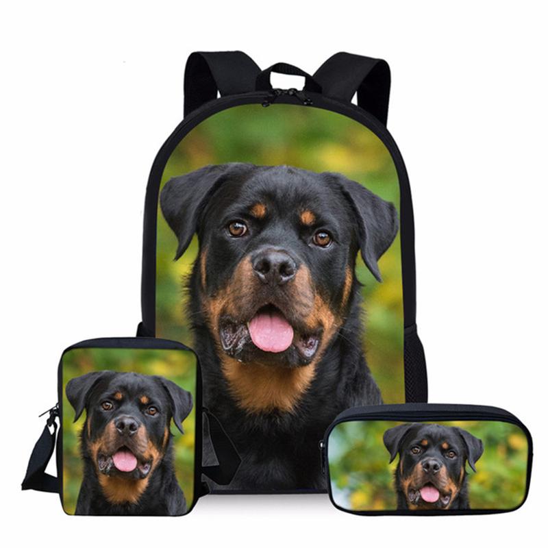 Trendy Popular Novelty Dog 3D Print 3pcs/Set Pupil School Bags Laptop Daypack Backpack Inclined Shoulder Bag Pencil Case