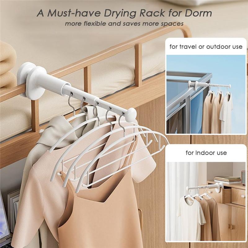 2/1Pcs Thickened Extended Folding Hanger Portable for Business Travel Outdoor Telescopic Clothes Drying Rack Easy To Install