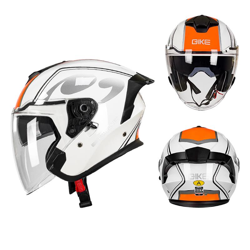 DOT Certified Motorcycle Helmet with Inner Mirror Couple Dual Lens Biker Safety Cap Three-Quarter Helmet