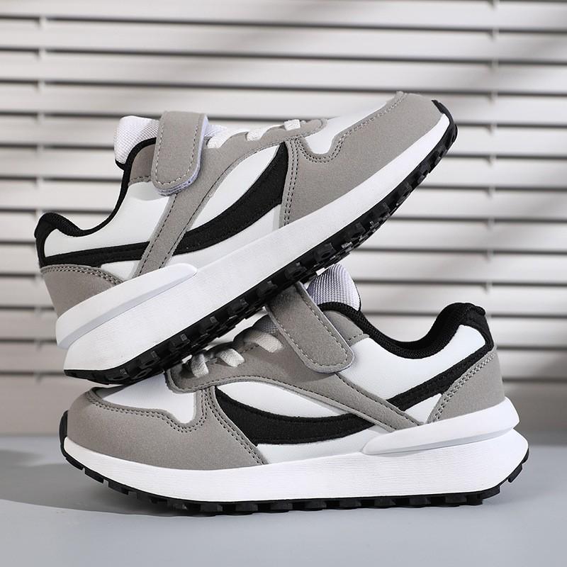 Kids Casual Sneakers Boys Girls Lightweight Breathable Synthetic Leather Velcro Daily Wear