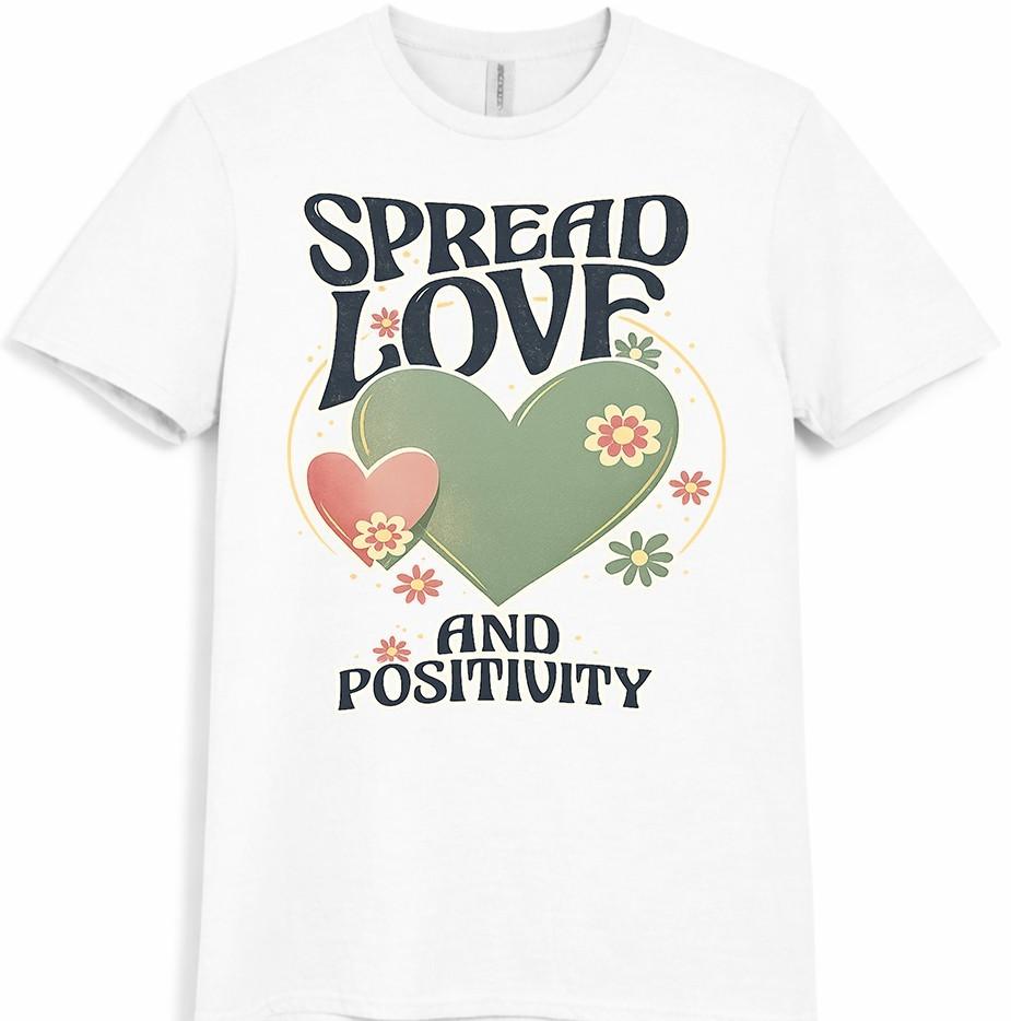 Inspirational T Shirt Spread Love Positivity Quote Graphic Tee Casual Top