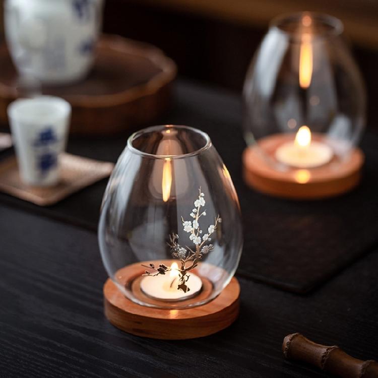 Candle Holder Glass Cover Decorations for Bedroom Farmhouses Candlesticks Decors