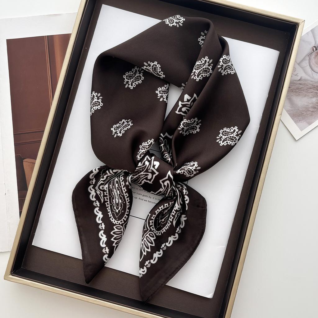 Fashion Print Silk Hairbands Scarf Women Spring New Elagant Floral Bandana Neck Kerchief Head Bands Foulard Female Scarfs