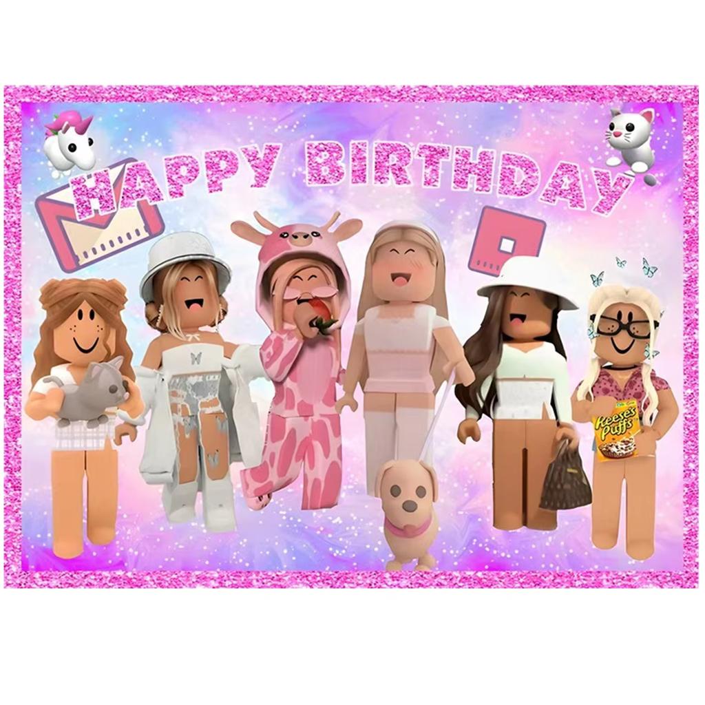 Roblox Game Themed Vinyl Backdrop Photo Background For Kids Boys Birthday Party Decoration Photography Prop Party Supply Cloth