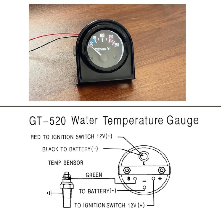 Termómetros de Agua a Prueba de Golpes de 2 Pulgadas de Grado Marino Rango de 100-250℃ Indicador Resistente a Vibraciones Para Coches Camiones Sistemas DC12V