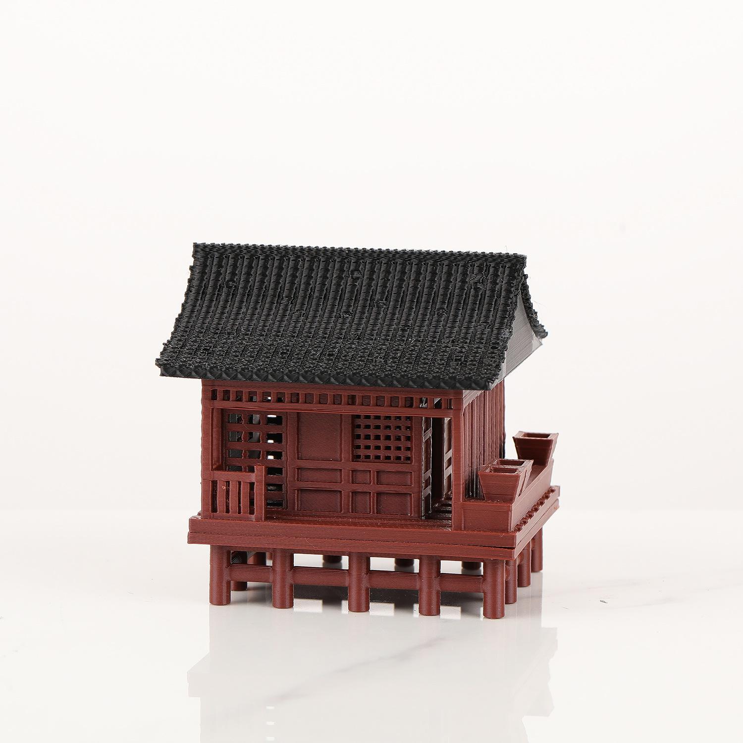 Best Price Micro Karesansui Sand Table Aquascape Decor Miniature Retro Building Pavilion Tiny House Ornament for Zen Garden
