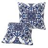 Blue Ornate Floral Mediterranean Sicilian Tile 2 Pcs Square Pillowcase Pillow Cover Cushion Decor Comfort Throw Pillow for Home