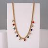 18K Gold Plated Colorful Heart Rhinestone Necklace - European & American Trend, Stainless Steel, Women's Light Luxury Fashion Accessory.