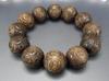 Ishigai Namu Amida Buddha Precision Carving 20mm Shade Sunken Wood Bracelet Wooden Prayer Beads