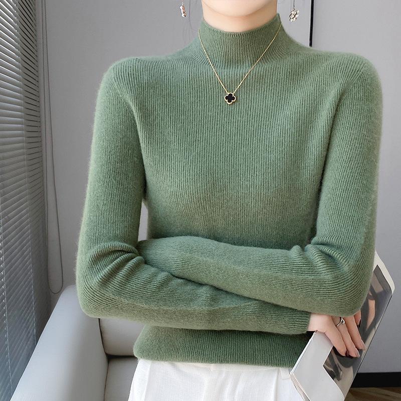 Cardigan Damen Innenstrickware, Slim und Dünn, Rollkragenpullover, Einfarbige Basisschicht