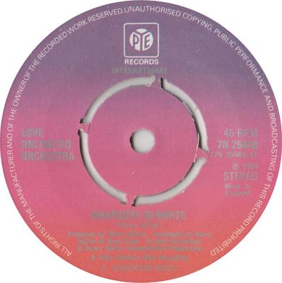 7inch Record LOVE UNLIMITED ORCHESTRA - Rhapsody In White 7N25648 Pye Internation 1974 UK Soul/Funk Used