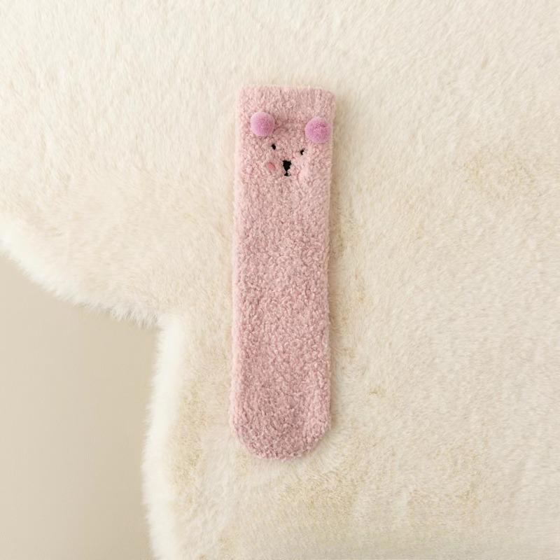 Female Winter Thick and Warm Velvet Coral Velvet Solid Color Home with Yuezi Stockings