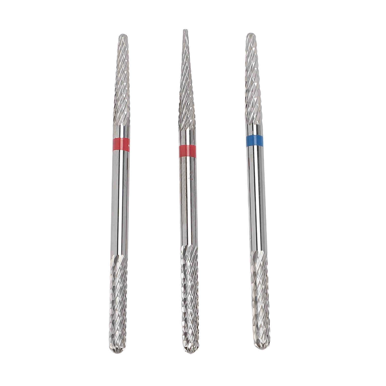 

3pcs Nail Tungsten Steel Drill Bits Set Manicure Grinding Heads 2 in 1 Dual Head Nail Drill Bits
