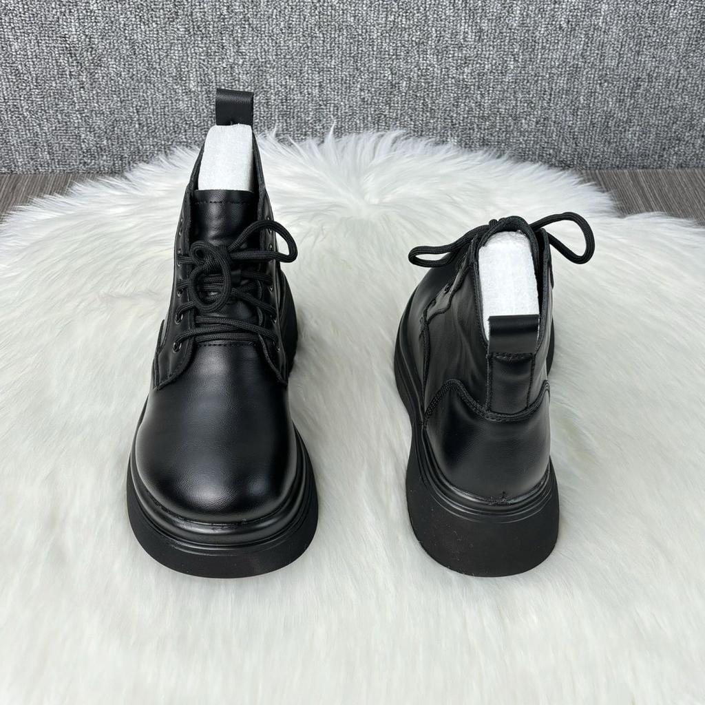 Thick-soled Fashion Versatile Fashion Boots Spring and Autumn New High-top Fried Street Round Head Lace-up Martin Boots