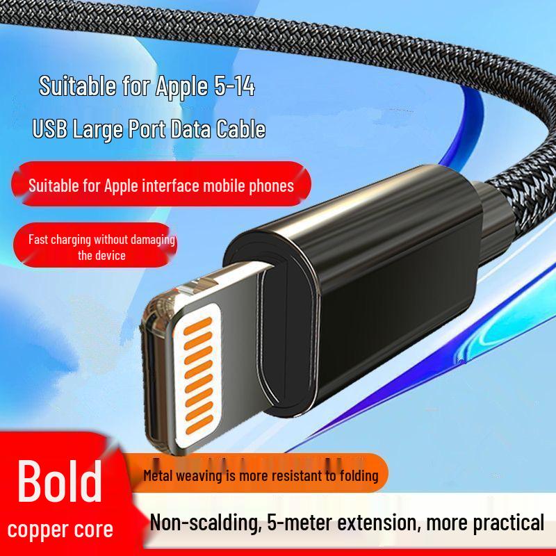 Anti-Overcharge Fast Charging Data Cable for iPhone 8p/11/12/13/14 Max with Smart Power-Off