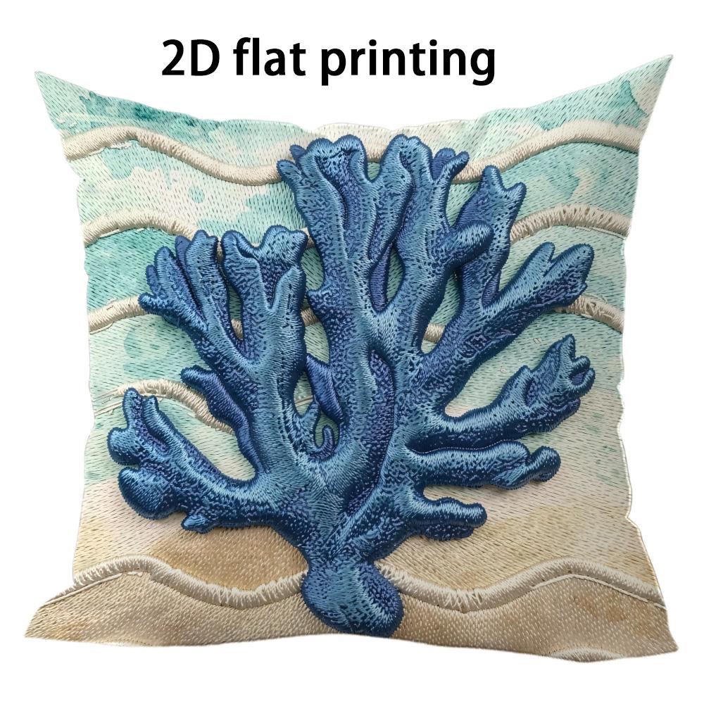 Deep Blue Mussel Texture Double-Sided Printed Pillow Cover Short Plush Suitable Living Rooms Bedrooms Sofas Throw Cushion Cover